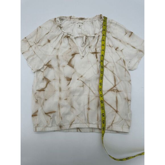 Cloth & Stone Blouse For Women V Neck Sz XS Two Tone Tie Die Draw String - Picture 2 of 5